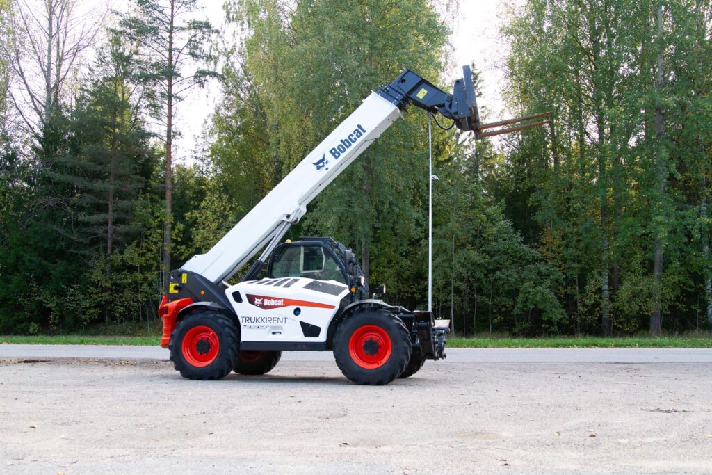 telehandler Bobcat T40 from the right with the boom raised