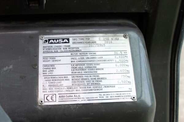 Cross-country truck Ausa C250H type plate